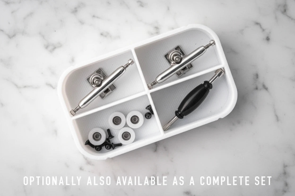 Fingerboard trucks and tools and wheels